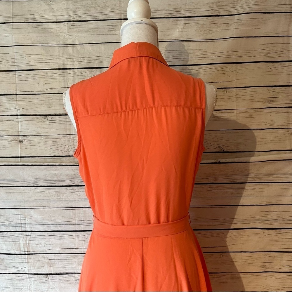 Nanette Lepore Coral Pleat & Button Front Belted Dress Size 2 - Picture 6 of 9
